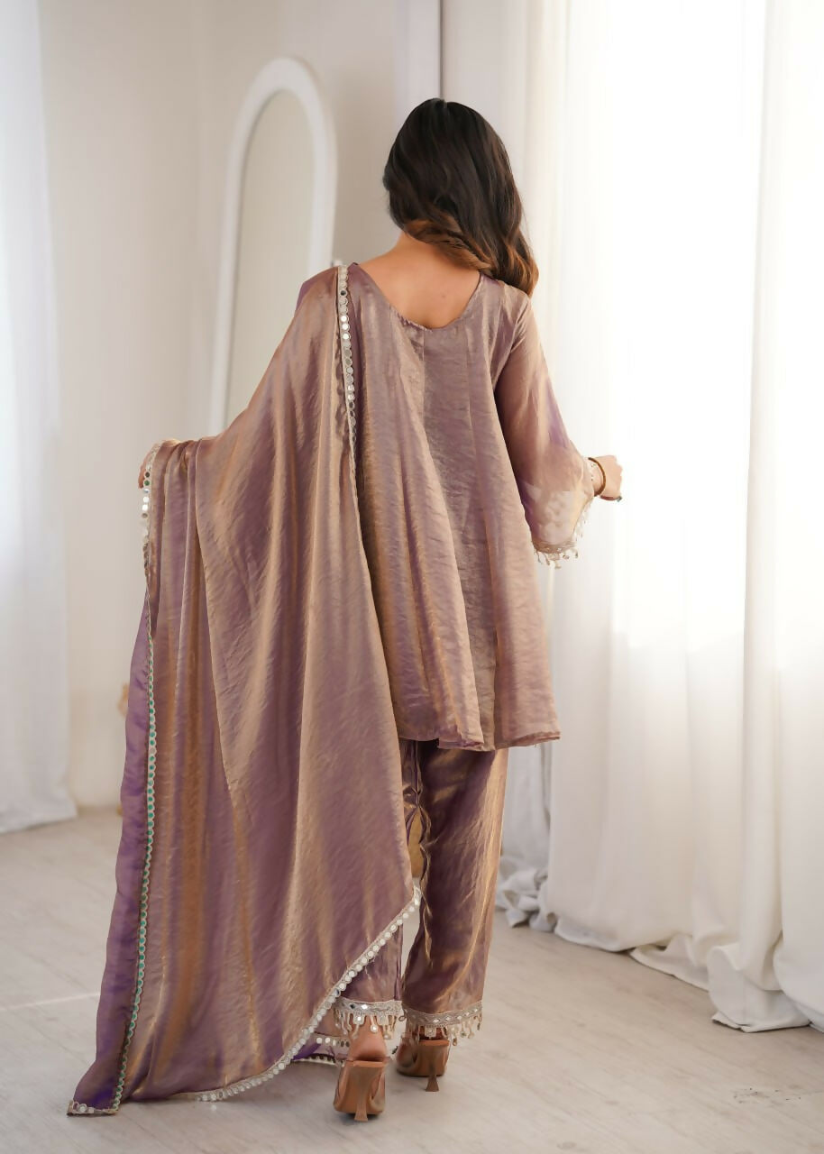 Teeya Creation Womens New Trending Fendy Fabric With Real Mirror With Coding Embroidered Lace Work Kurta Set