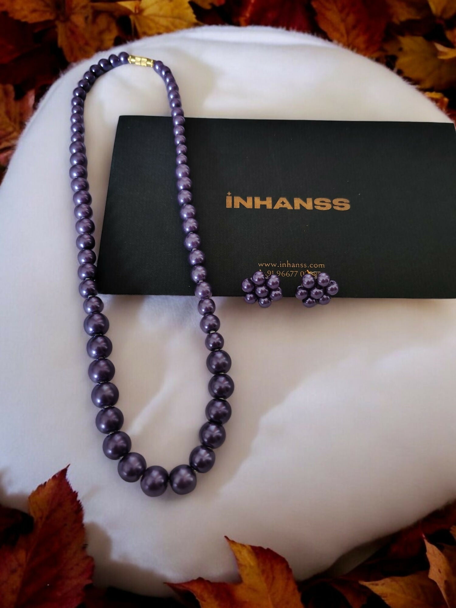 Inhanns Everyday Workwear Pearl Set (Double Layered Pearls) - Purpal