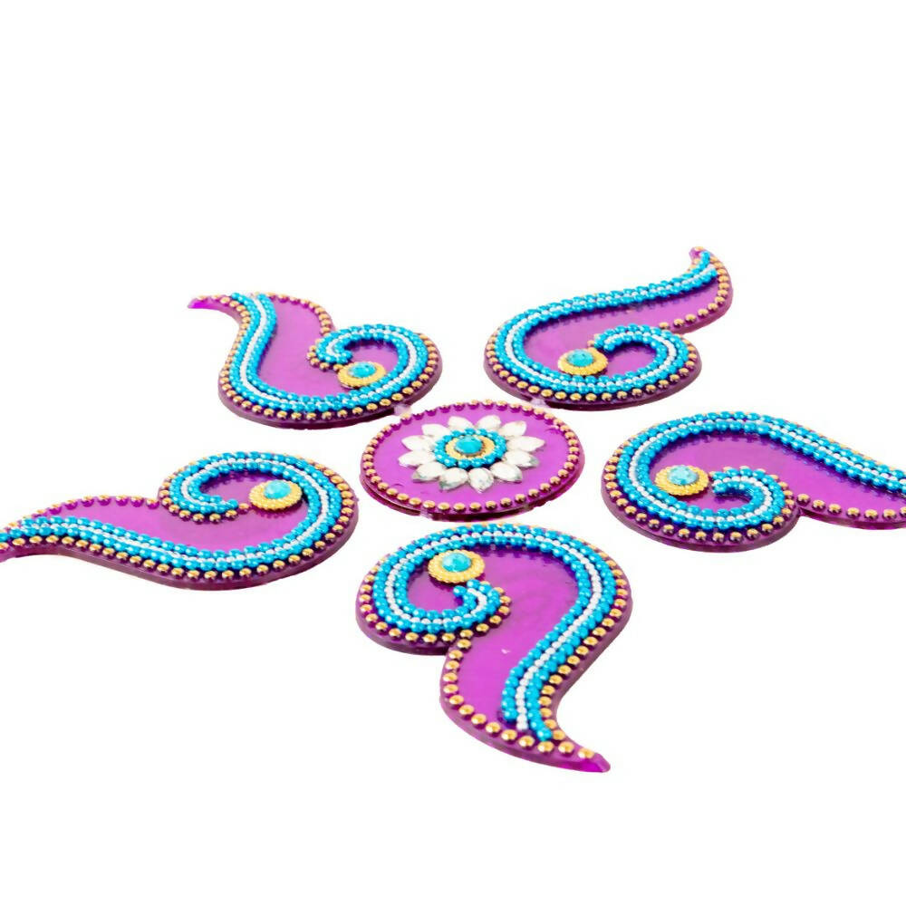 Kundan HandiKrafts Curved Designer Rangoli Purple (Baby) - Grab2buy