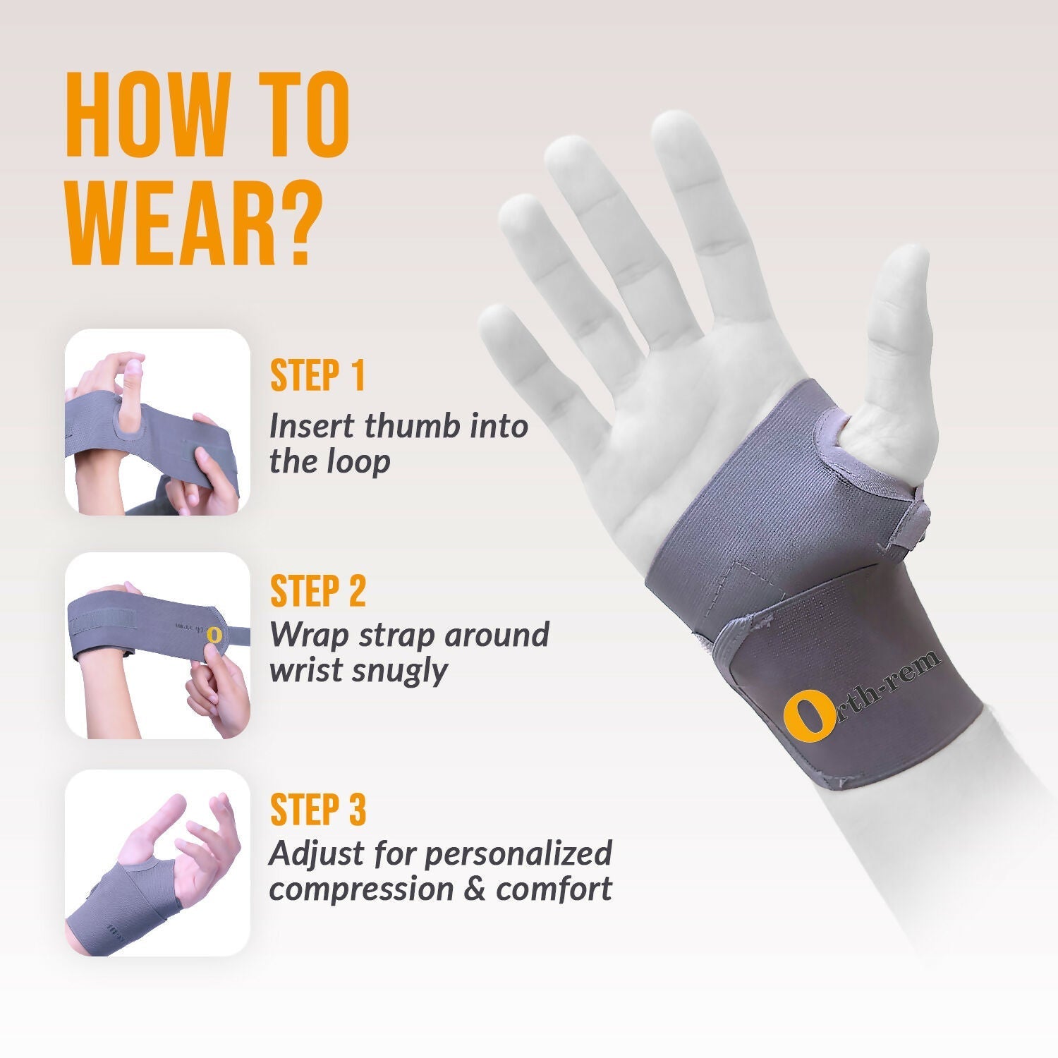 Orth-rem Wrist Support Brace with Thumb Loop Strap 
