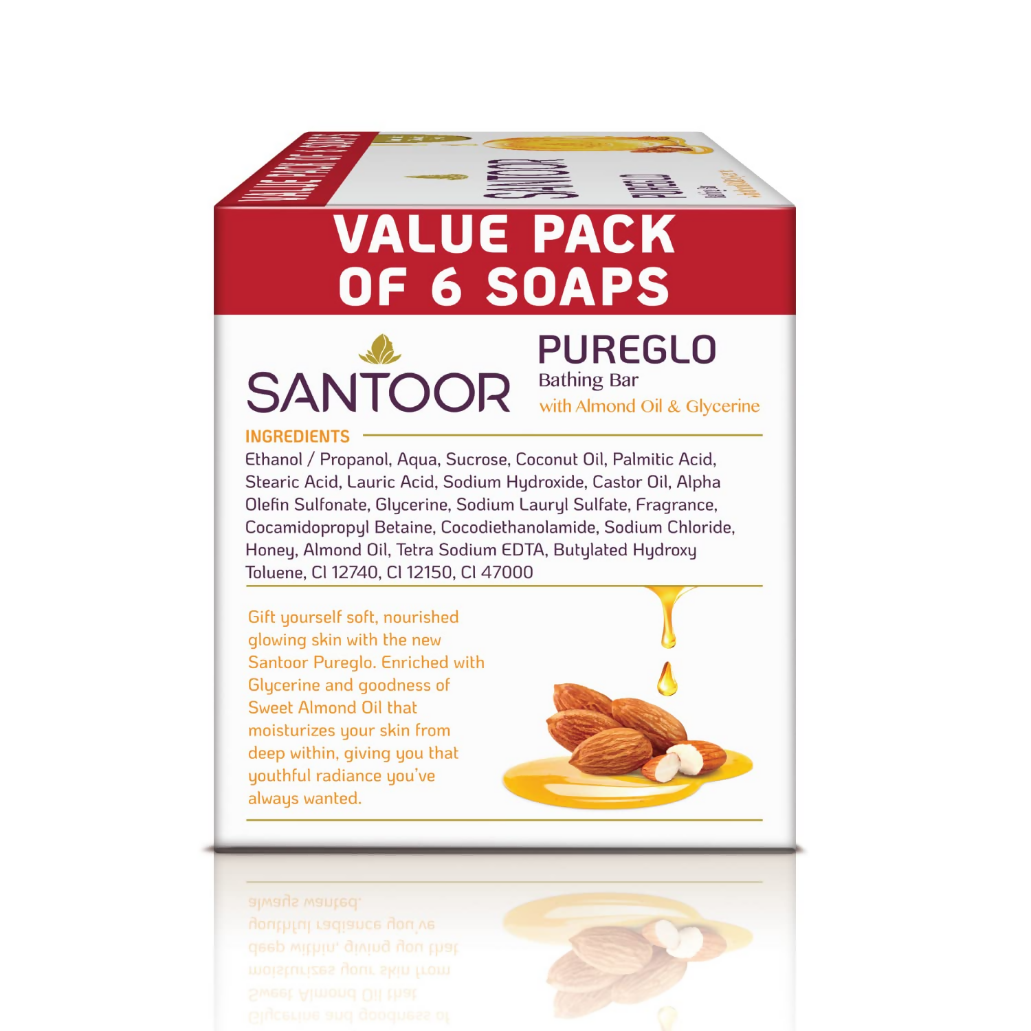 Santoor PureGlo Glycerine Soap with Almond Oil And Glycerine  Grab2Buy Santoor Grab2Buy