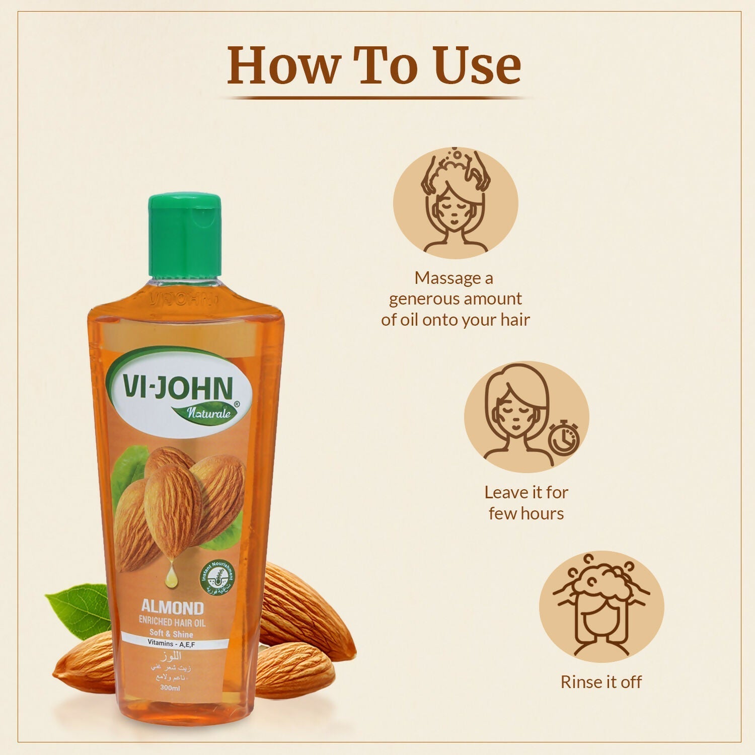 VI-JOHN Naturale Almond Enriched Hair Oil Soft & Shine With Vitamin A,E & F  Grab2Buy VI-JOHN Grab2Buy