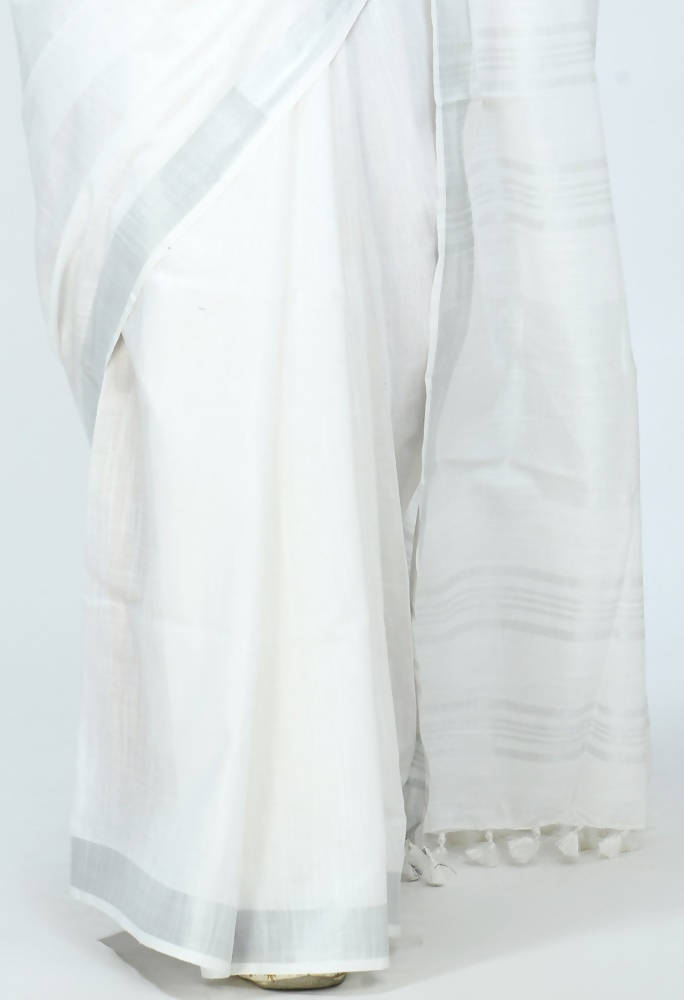 Mominos Fashion Moeza Bhagalpuri Handloom Silk White Grab2Buy 