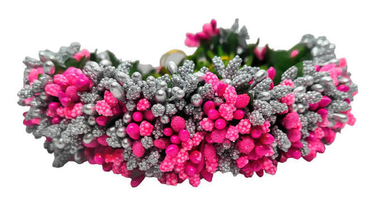 Pink & Silver Pollens Bridal Hair Gajra - Grab2buy