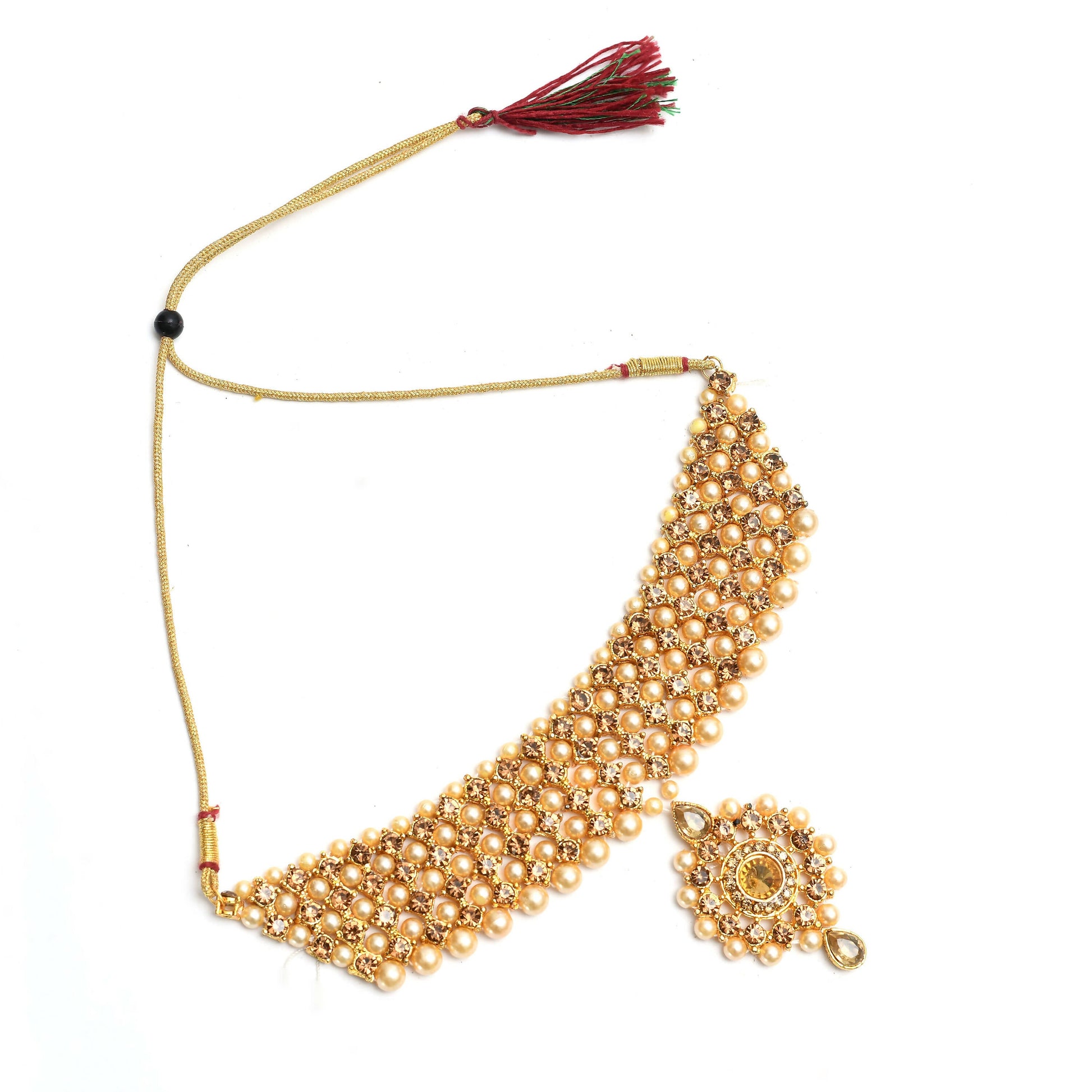 Mominos Fashion Johar Kamal Gold-Plated Brass Finish Kundan/Stone Choker For Women (Golden) - Grab2buy