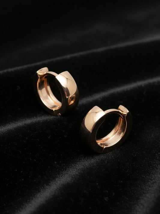 NVR Men's Rose Gold Plated Hoop Earrings