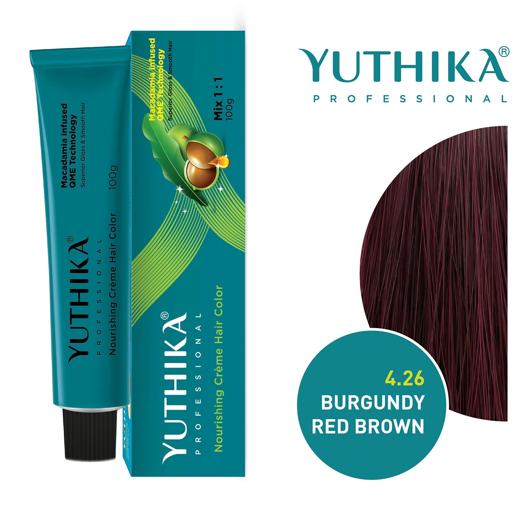 Yuthika Professional Creme Hair Colour - Burgundy Red Brown  Grab2Buy Yuthika Grab2Buy