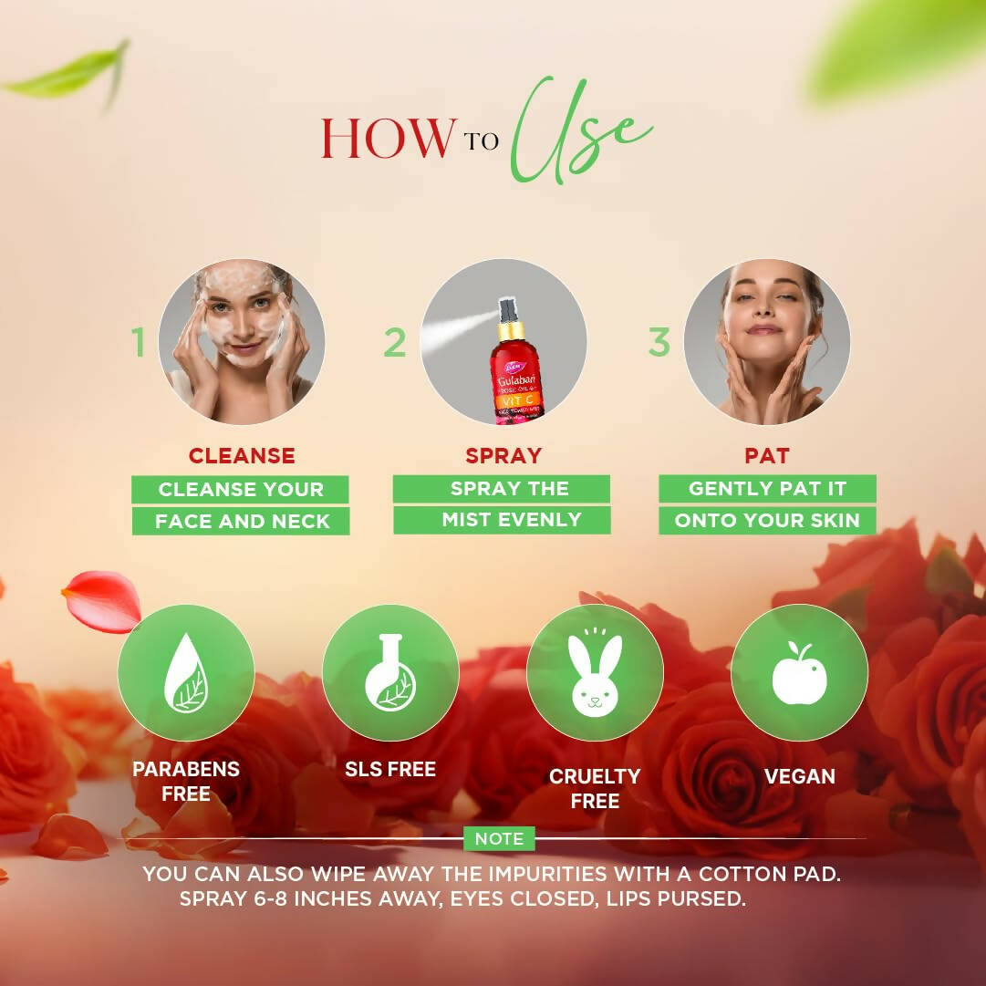 Dabur Gulabari Rose Oil & Tea Tree Face Toner Mist | Ayurvedic Toner for Pore Tightening & Glow 