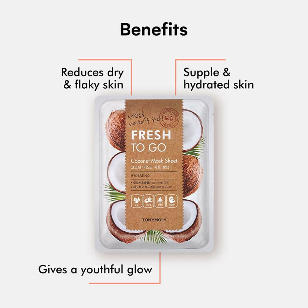 Tonymoly Fresh To Go Coconut Mask Sheet Hydrating - Korean Skincare 