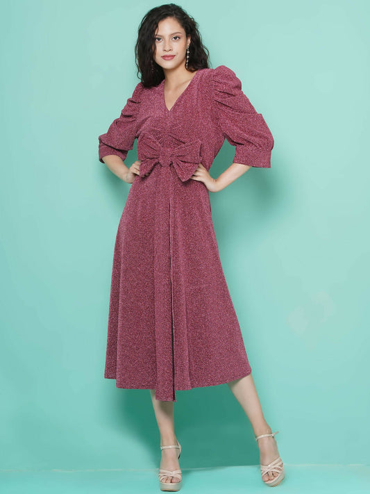 Women Republic Pink Dress with Attached Bow - Grab2buy