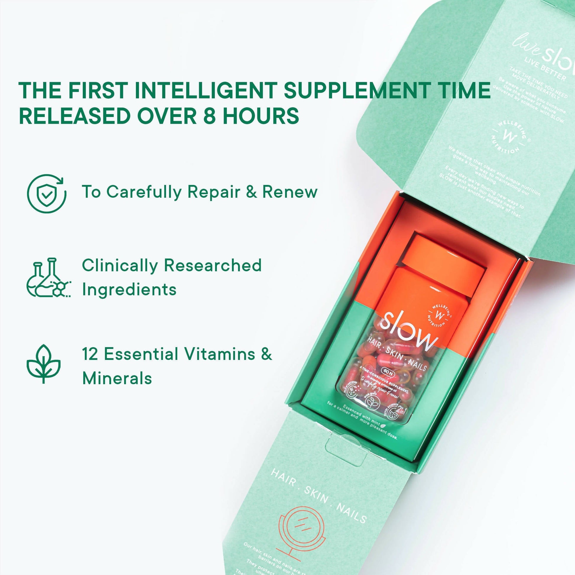 Wellbeing Nutrition Slow | Hair, Skin & Nails Capsules  Grab2Buy Wellbeing Nutrition Grab2Buy