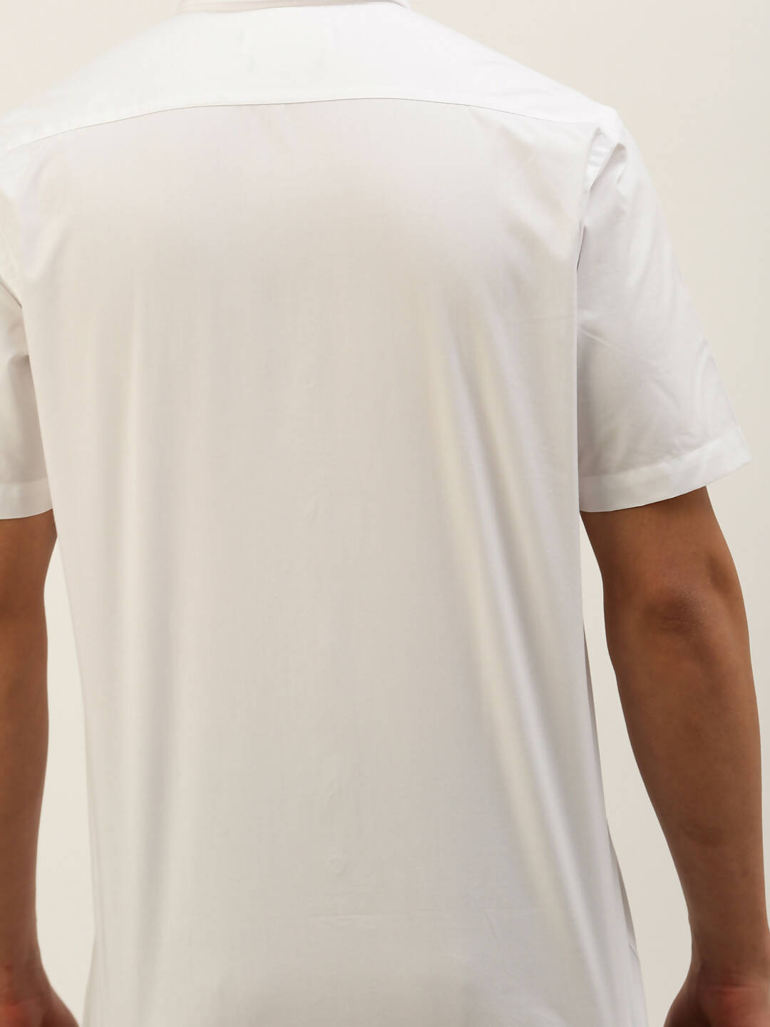 Ramraj Cotton Mens Half Sleeve Formal Poly Cotton White Shirt 