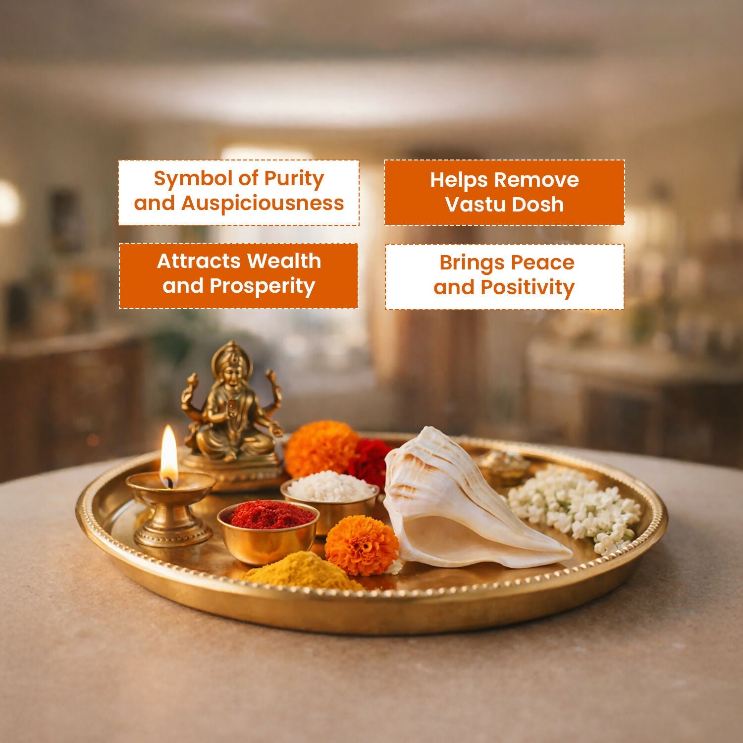 Pujashree Dakshinavarti Shankh – Sacred Hindu Conch For Puja
