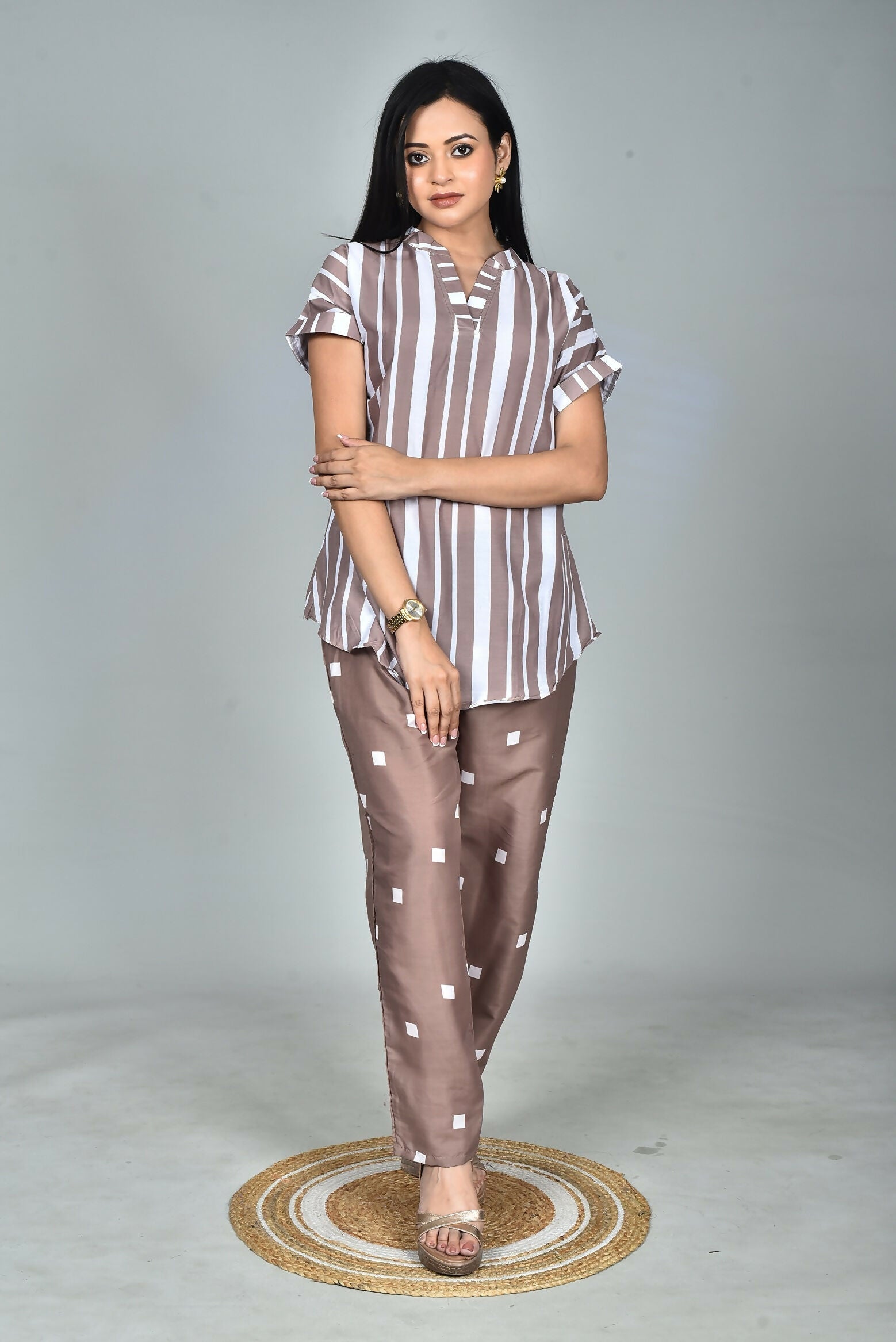 Morchari Digital Print Semi Muslin Co-Ord Set Top & Trouser-Multicolor 