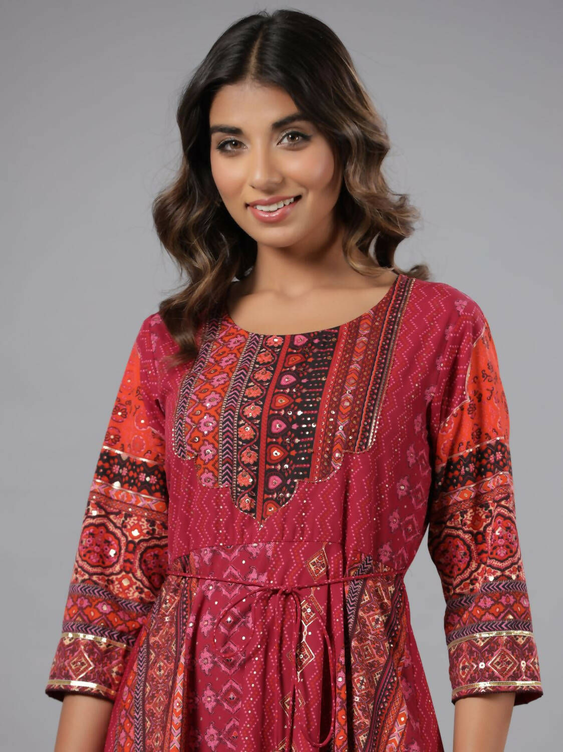 Juniper Women Plum Silk Printed Maxi Dress
