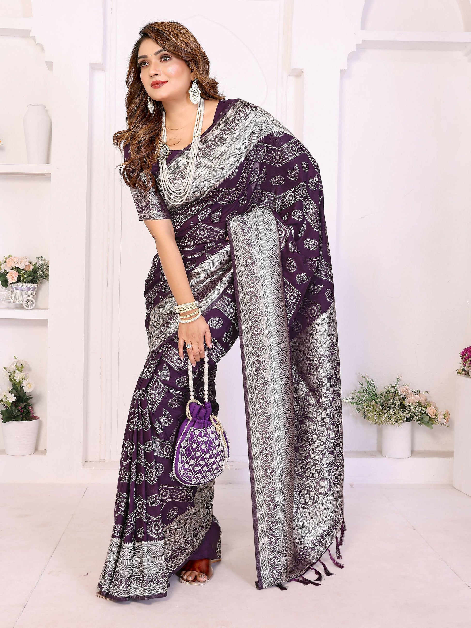 Aastha Fashion Wine Georgette Silk Leheriya With Elegant Zari Weaving Saree