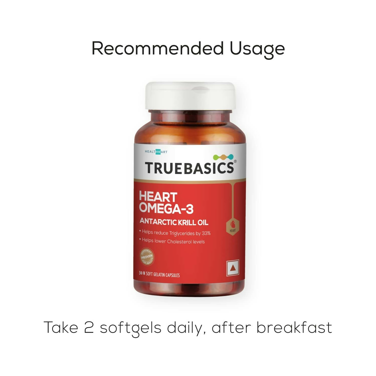 TrueBasics Heart Omega 3 Antarctic Krill Oil Capsules - Grab2buy