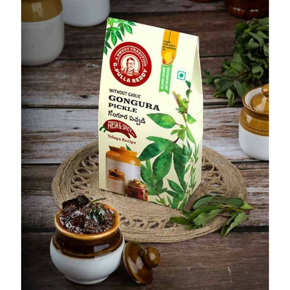 Pulla Reddy Gongura Pickle Without Garlic - Grab2buy