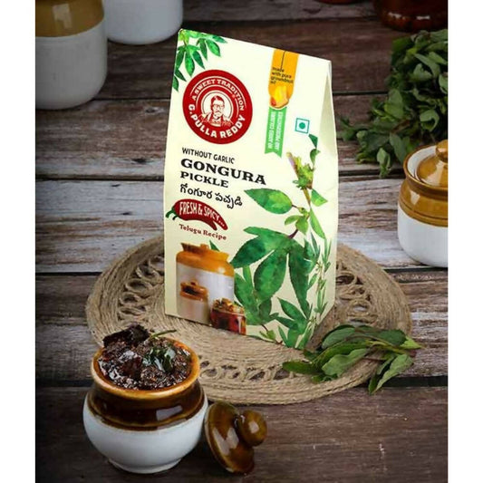 Pulla Reddy Gongura Pickle Without Garlic - Grab2buy