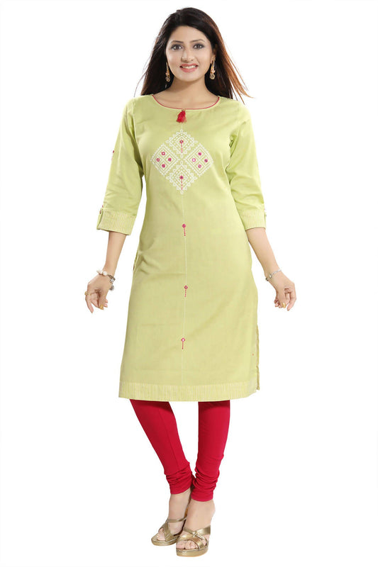 Snehal Creations Easy Breezy Liril Green Cotton Printed Tunic