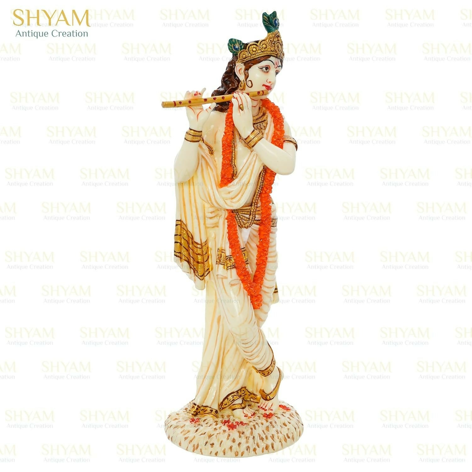 Shyam Antique Creation Lord shri Krishna Playing Flute Standing kanha Idol - Grab2buy