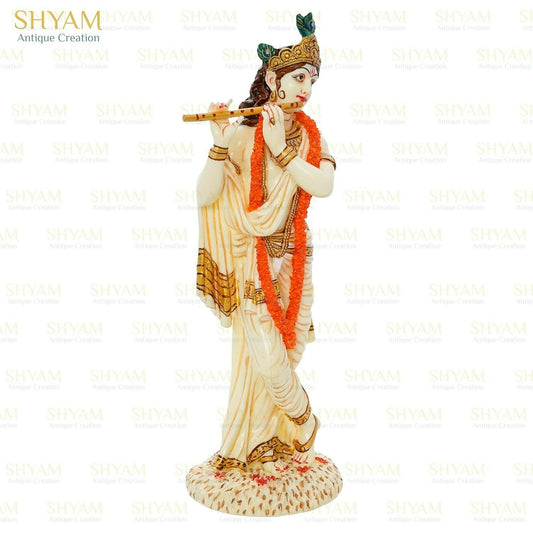 Shyam Antique Creation Lord shri Krishna Playing Flute Standing kanha Idol - Grab2buy