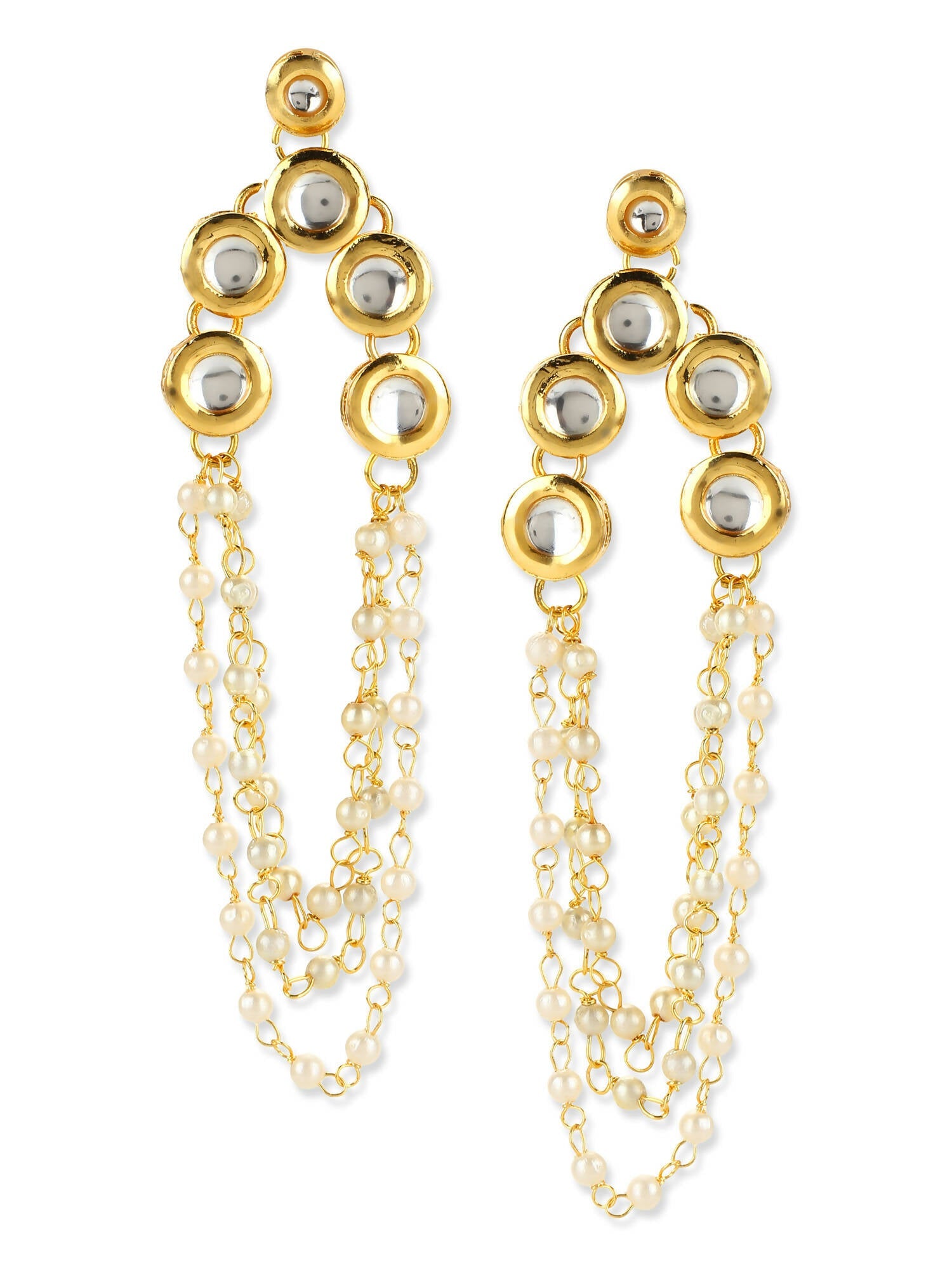 Gold Plated Off White Contemporary Drop Earrings - Ruby Raang - Grab2buy