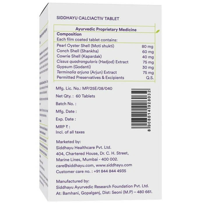 Siddhayu Ayurveda Calciactiv Advanced Natural Calcium Supplement Tablet 