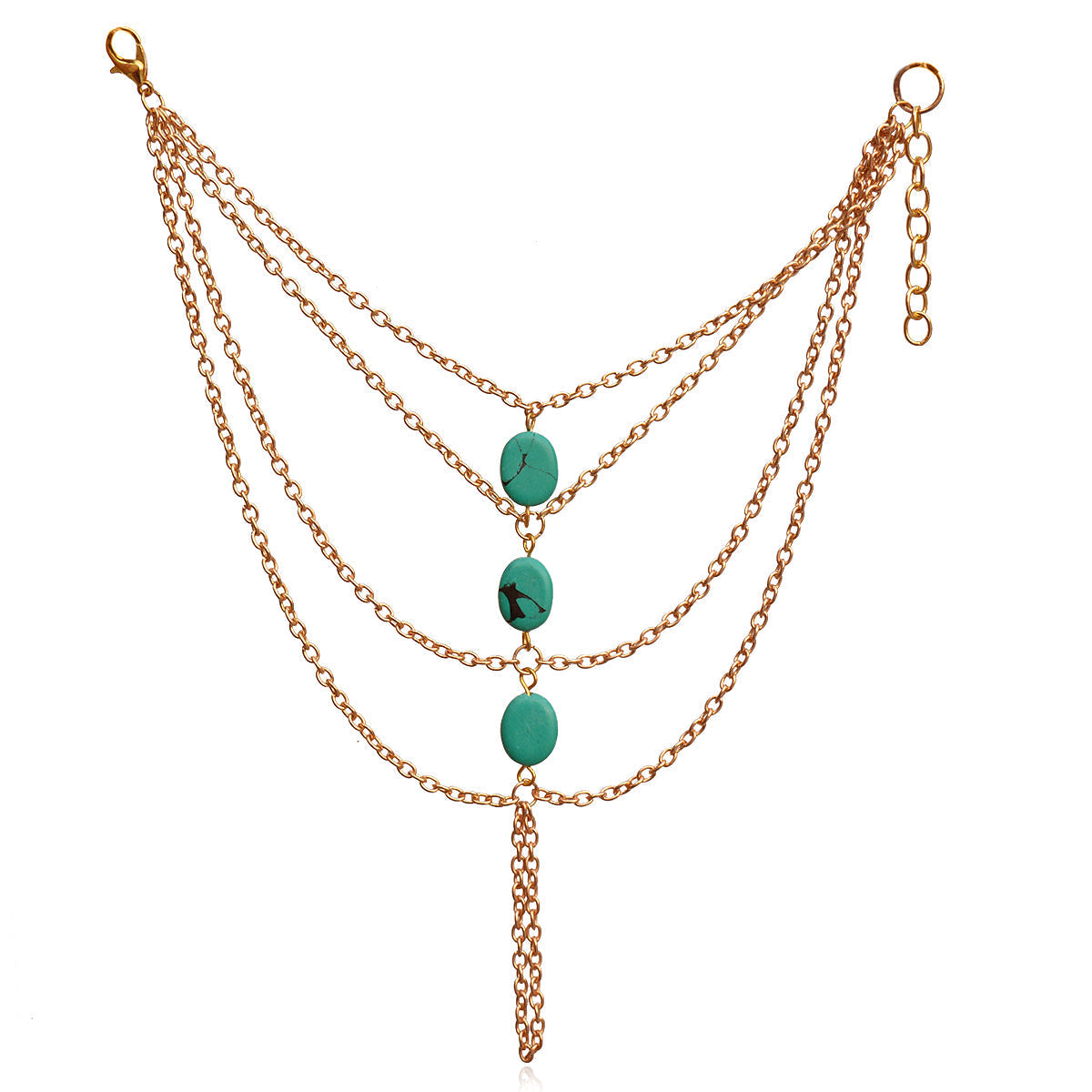 Gold-Polished Alloy Designer Hand Harness Bracelet - The Pari - Swadesiicart