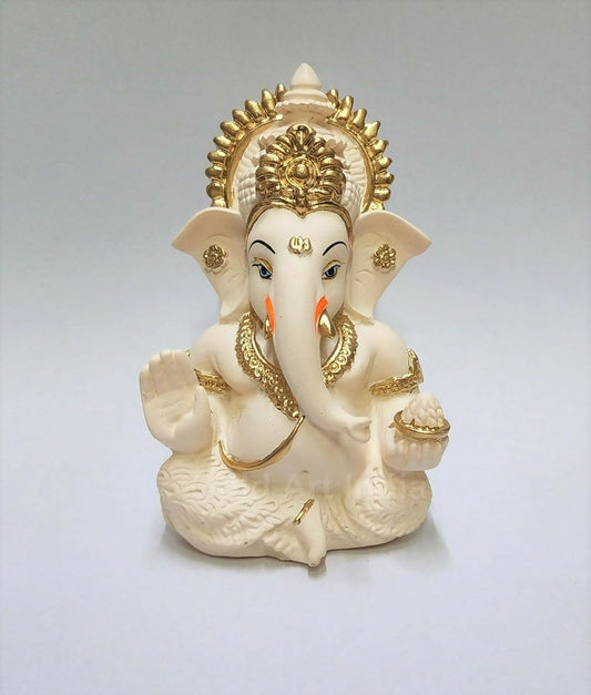 Gold Art India Peach Ivory Finish Ganesha Idol - Grab2buy