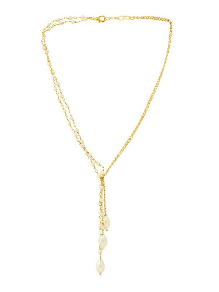 Beaded Pearl Drop One-Sided Layered Necklace - Ruby Raang | Grab2Buy