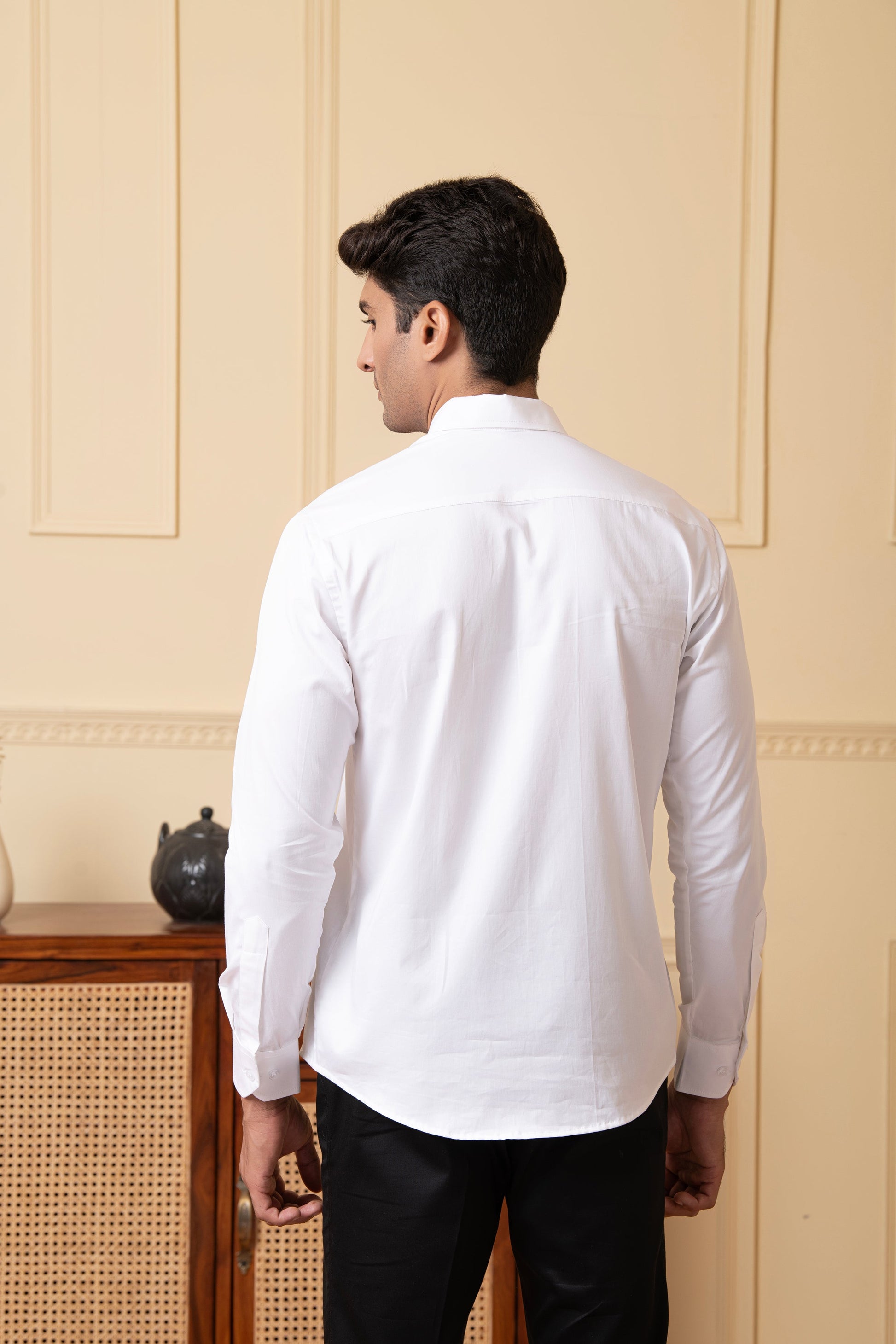 White Shirt With Grey And Black Horizontal Strip by Hilo Design  Grab2Buy Hilo Design Grab2Buy