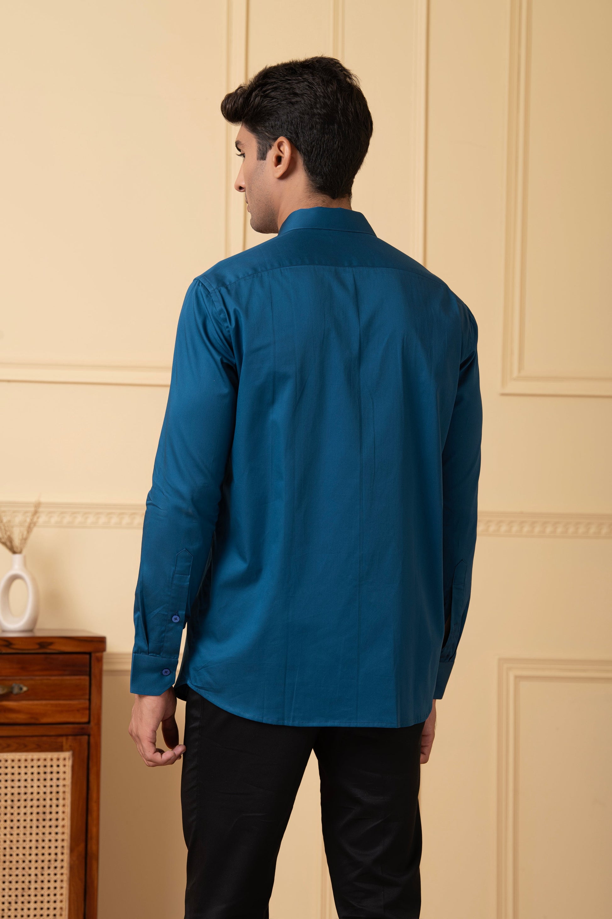 Solid Teal Blue Plain Shirt by Hilo Design