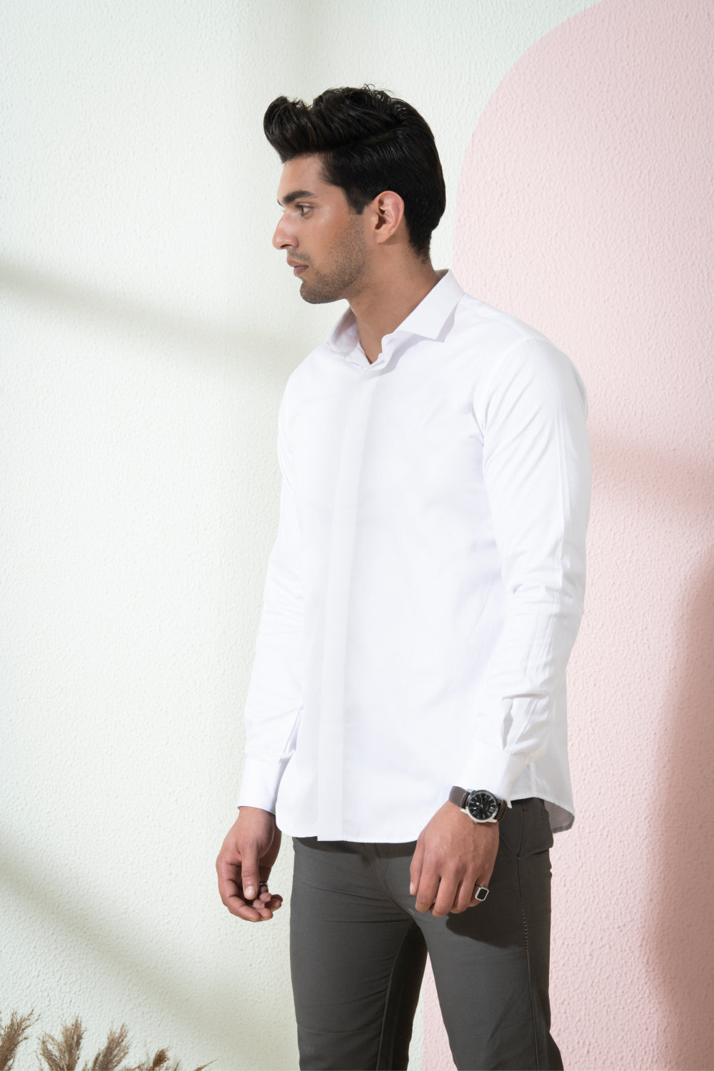 Bianco Designer Men's Solid White Shirt by Hilo Design 