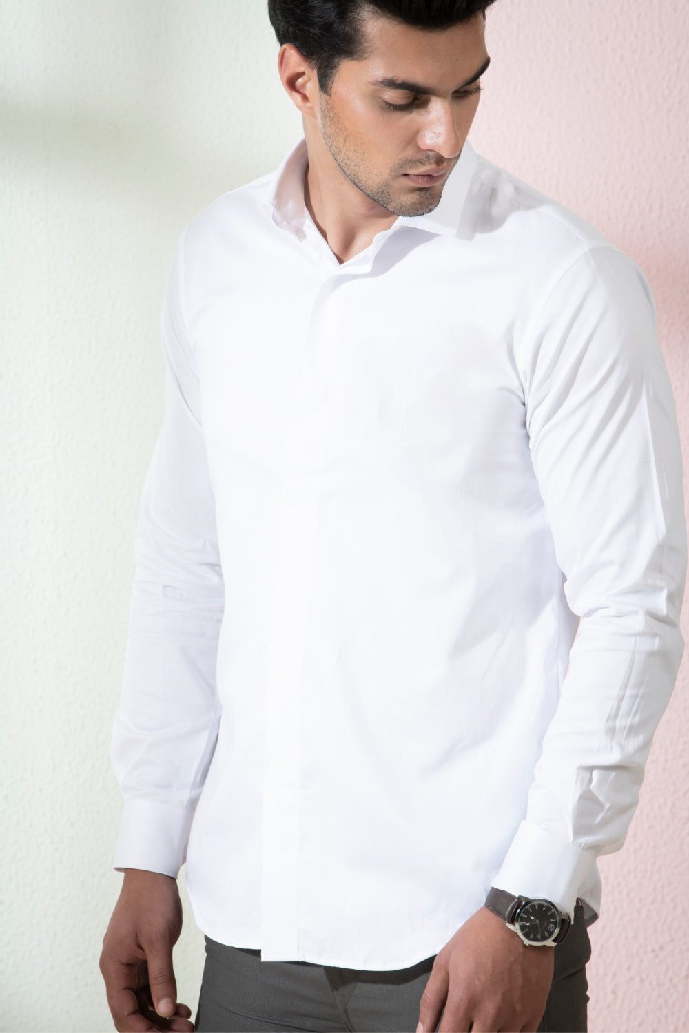 Bianco Solid White Shirt by Hilo Design