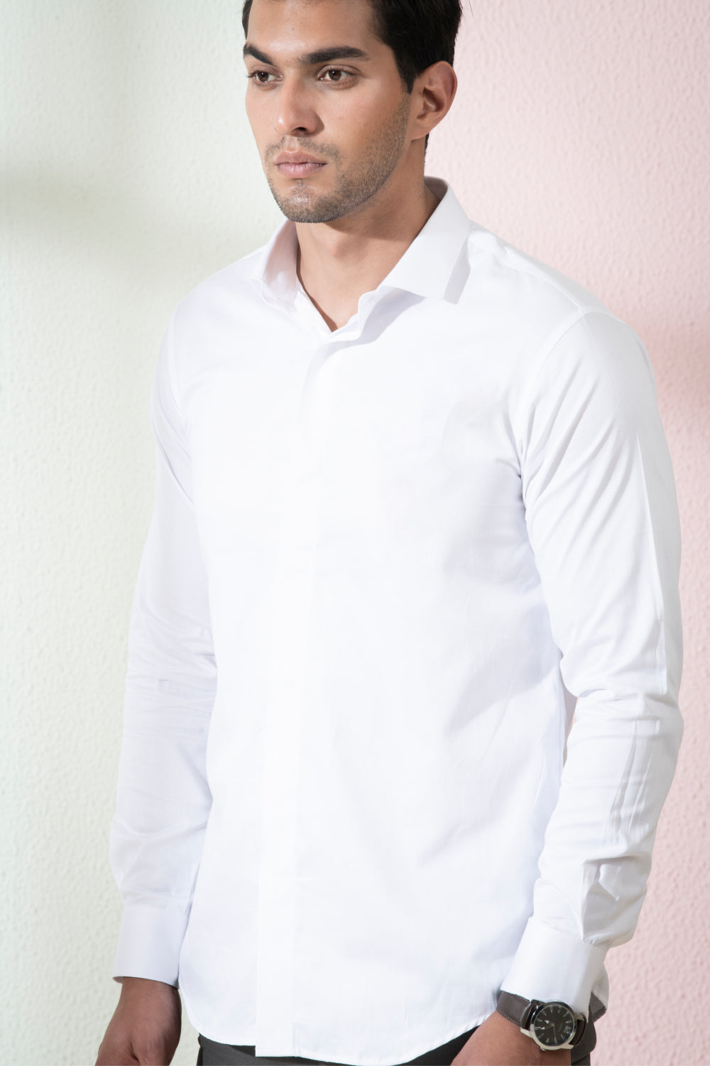 Bianco Designer Men's Solid White Shirt by Hilo Design 