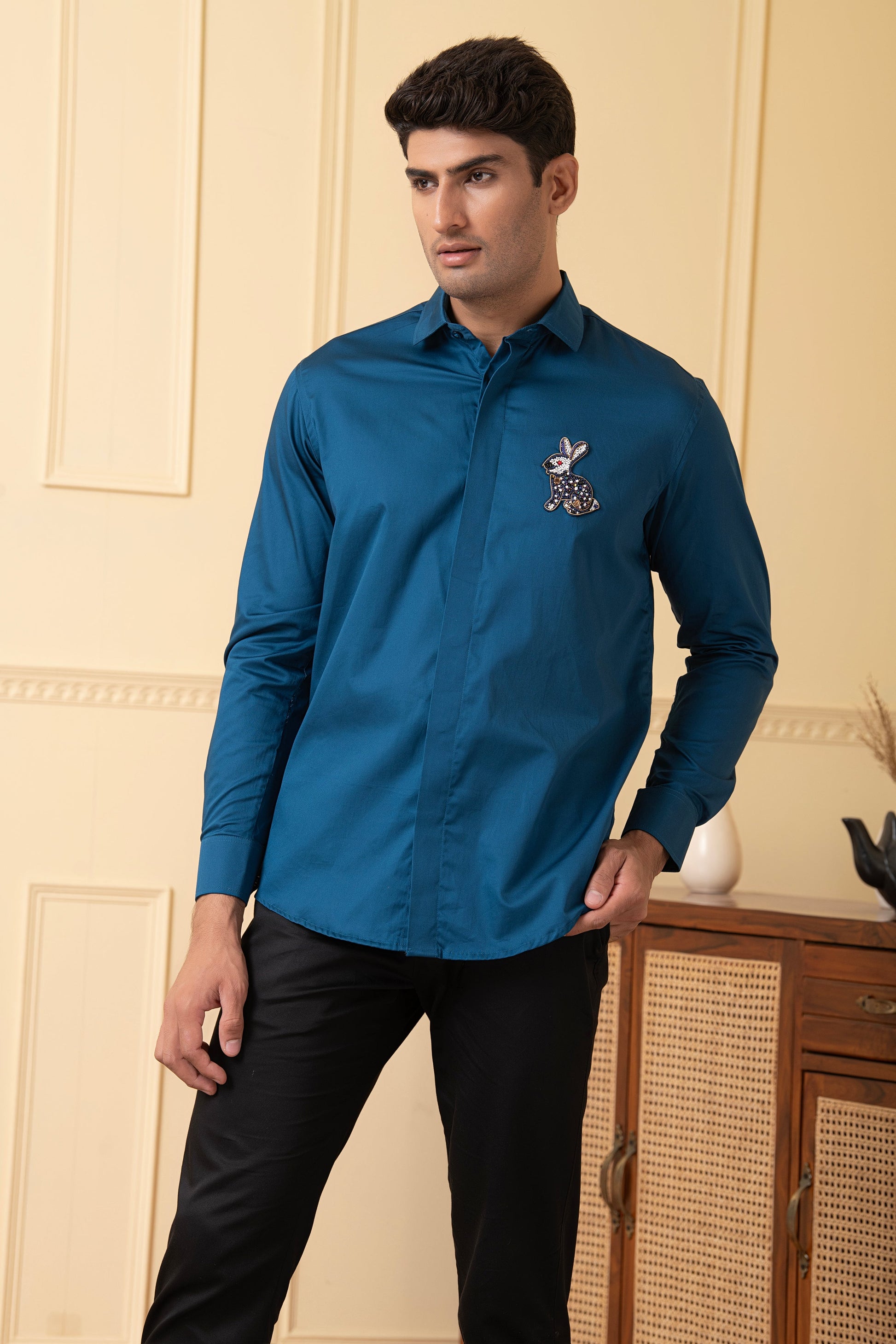 Rabbit Embroidery Shirt by Hilo Design