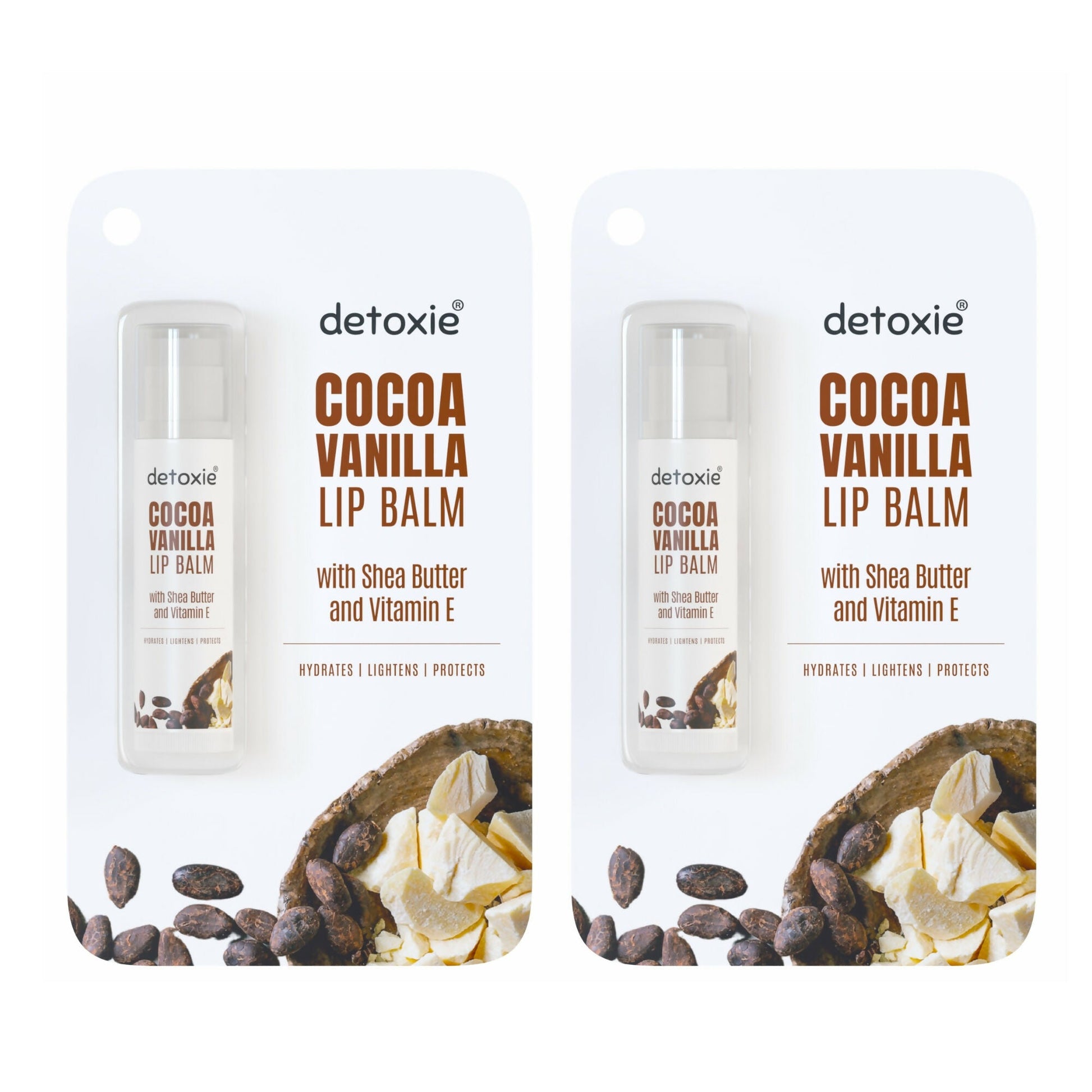 Detoxie Lip Balms Cocoa Vanilla With Vitamin E Shea Butter & Liquorice