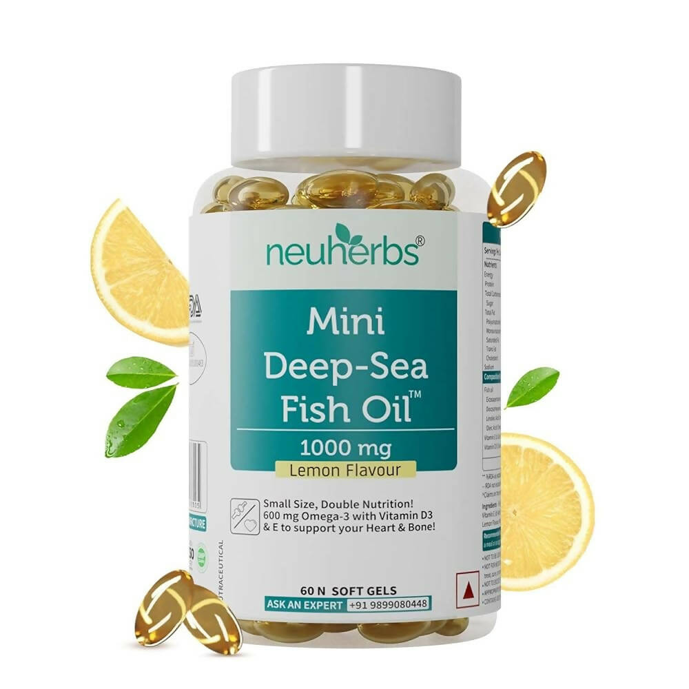 Neuherbs Mini Deep Sea Omega 3 Fish Oil 1000 mg Soft Gels - Lemon Flavor - Grab2buy