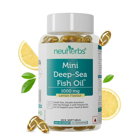 Neuherbs Mini Deep Sea Omega 3 Fish Oil 1000 mg Soft Gels - Lemon Flavor - Grab2buy