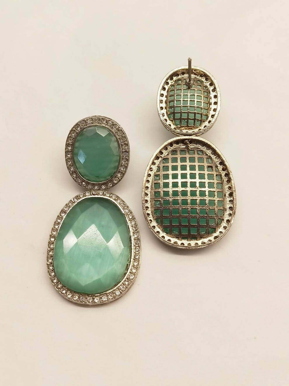 Smart Dangler Earringss With Rhino Stone Border Mint Green Earrings For Women and Girls By House of Ree - Grab2buy