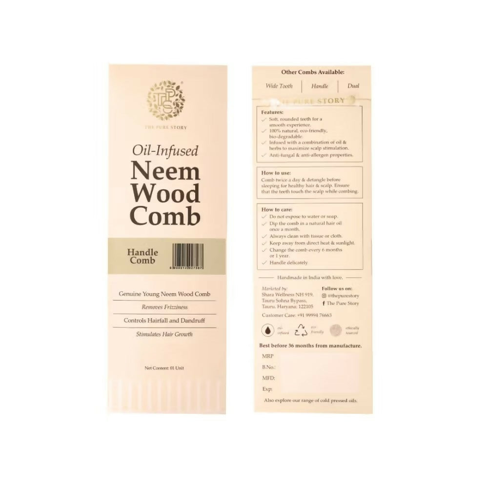 The Pure Story Oil Infused Neem Wood Handle Comb  Grab2Buy The Pure Story Grab2Buy