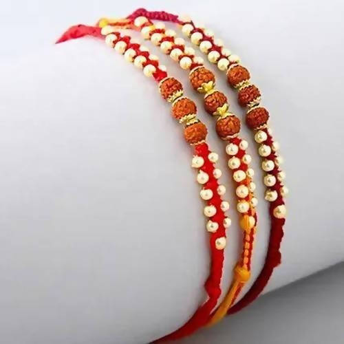 Set of 3 Sleek Rudraksha Rakhi and Almond Treat Chocolate