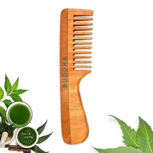 Buddha Natural Handle Kacchi Neem Wooden Comb 
