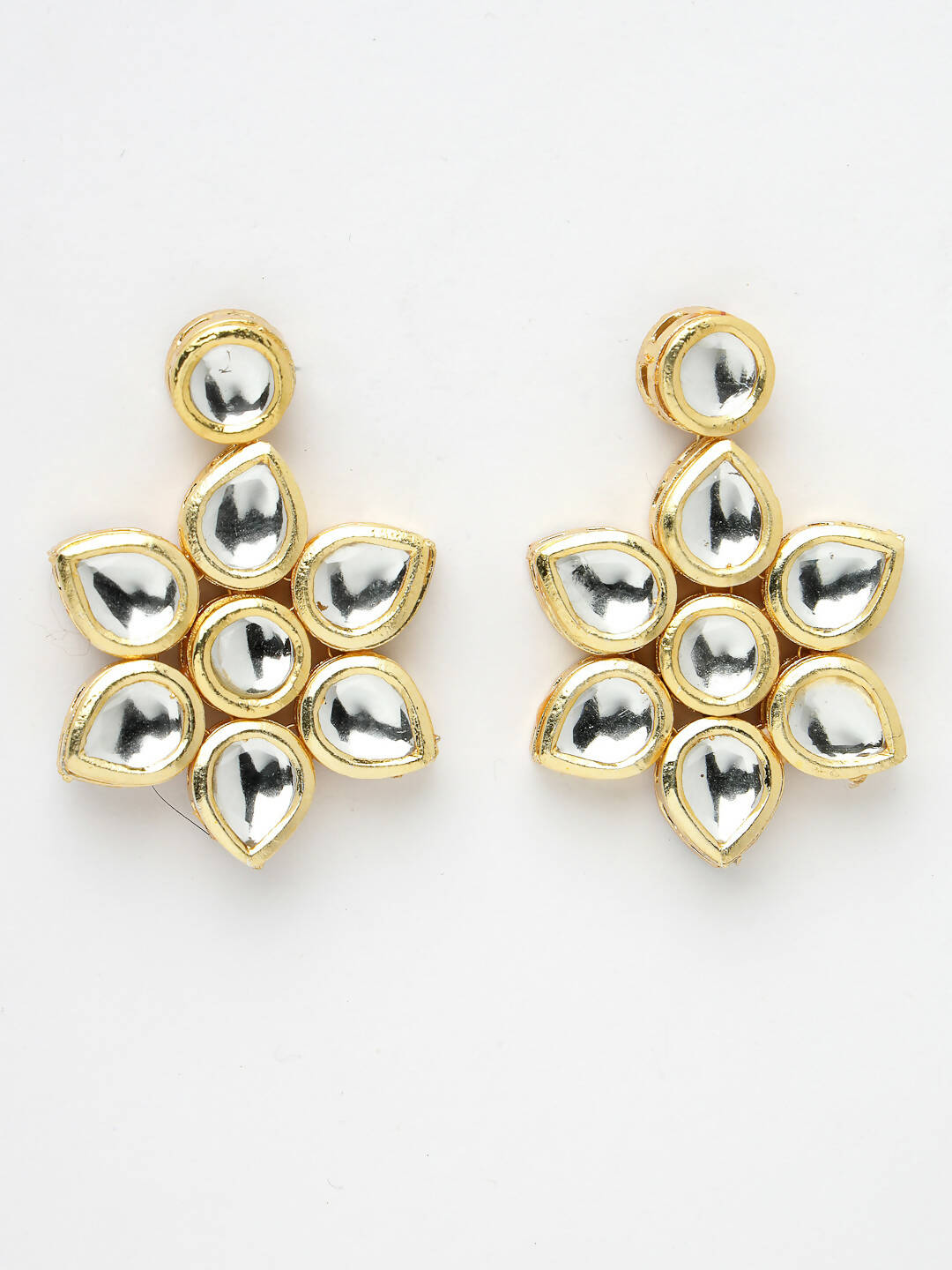 NVR Women's Gold-Plated Kundan 2 Layered Handcrafted Jewellery Sets With Drop Earrings - Grab2buy