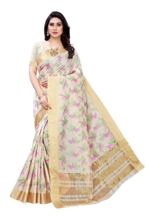Vamika Cotton Polyester Silk Weaving Cream Grab2Buy (KERALA MANSHI)  Grab2Buy Vamika Grab2Buy