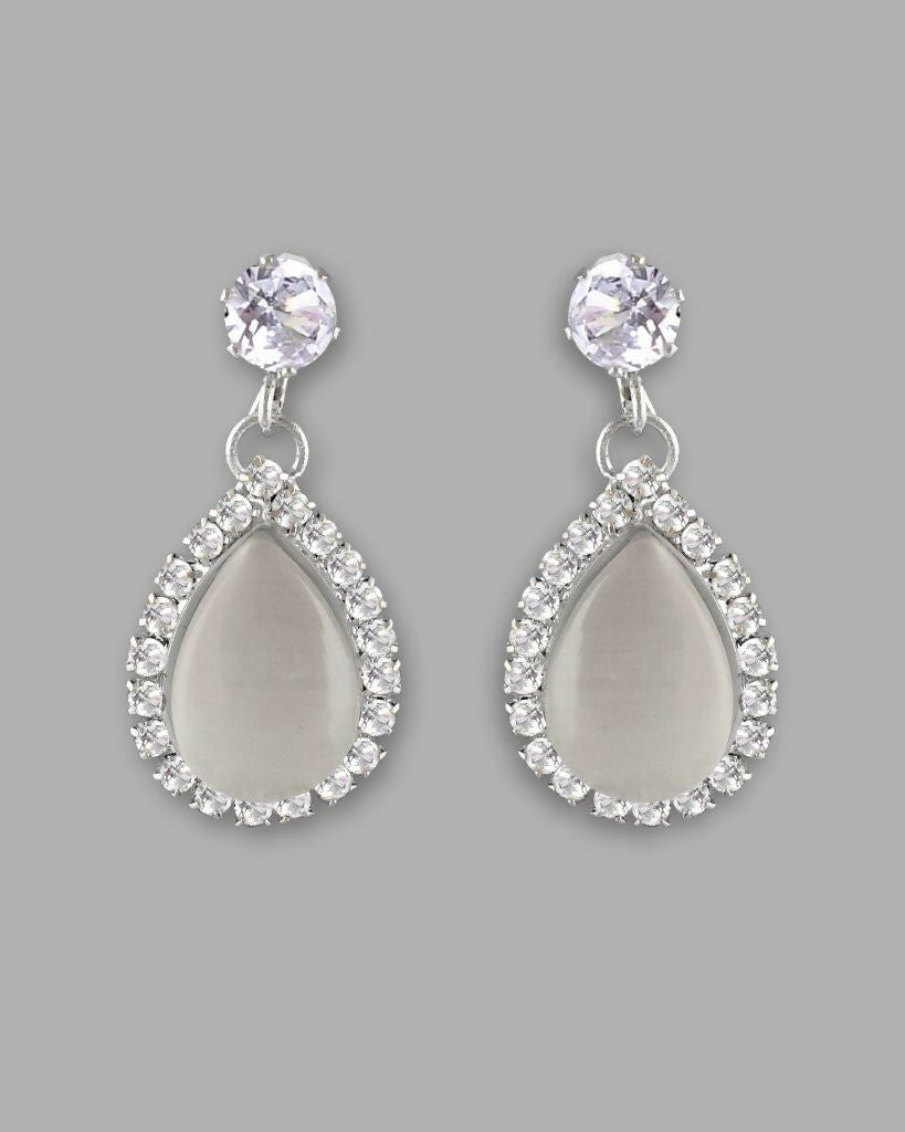 VOJ Silver Plated White Stone With AD Stone Studded Chain Set - Grab2buy