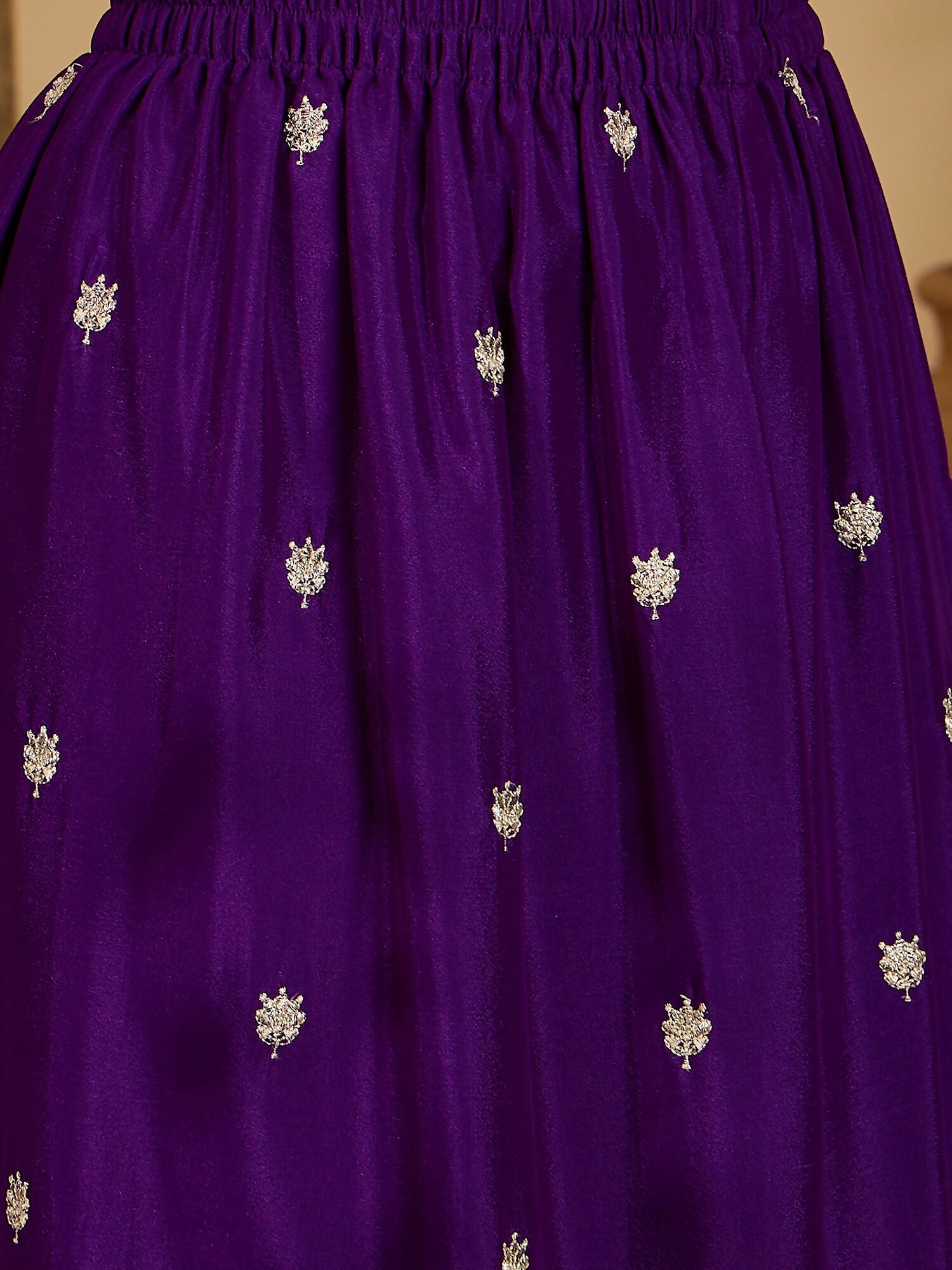 Joban Fashion Embroidery Purple Chinon Silk Kurta Set