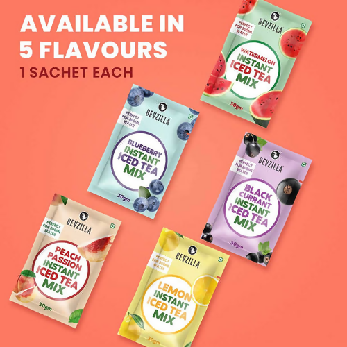 Bevzilla 5 Flavoured Iced Tea Sachets + Shaker 