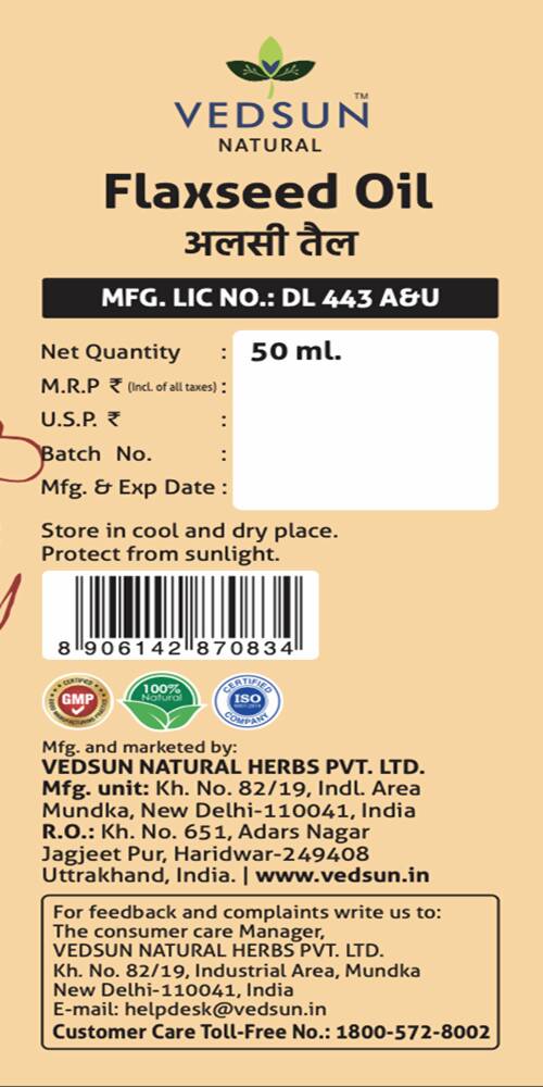 Vedsun Naturals Flax Seed Oil Alsi Ka Tel Pure Omega 3 Rich  Grab2Buy Vedsun Grab2Buy